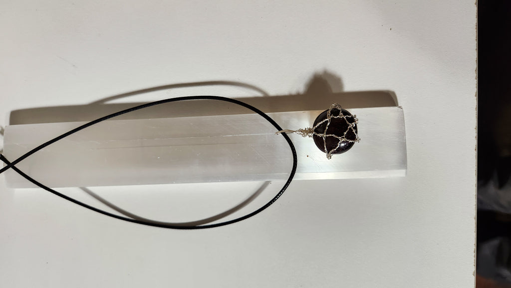 Garnet wire wrap star design necklace