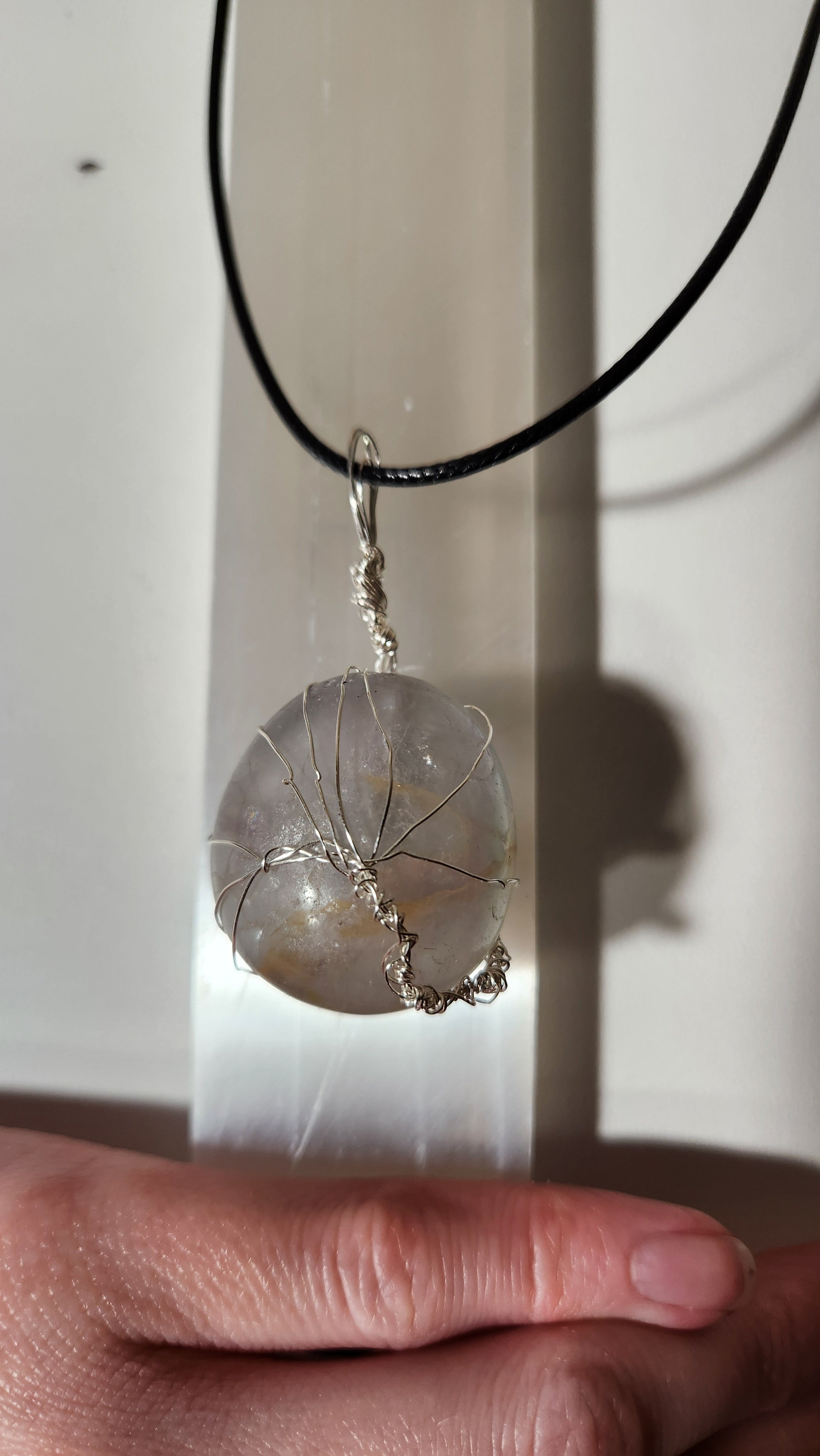 Rainbow Fluorite wire wrap tree necklace.
