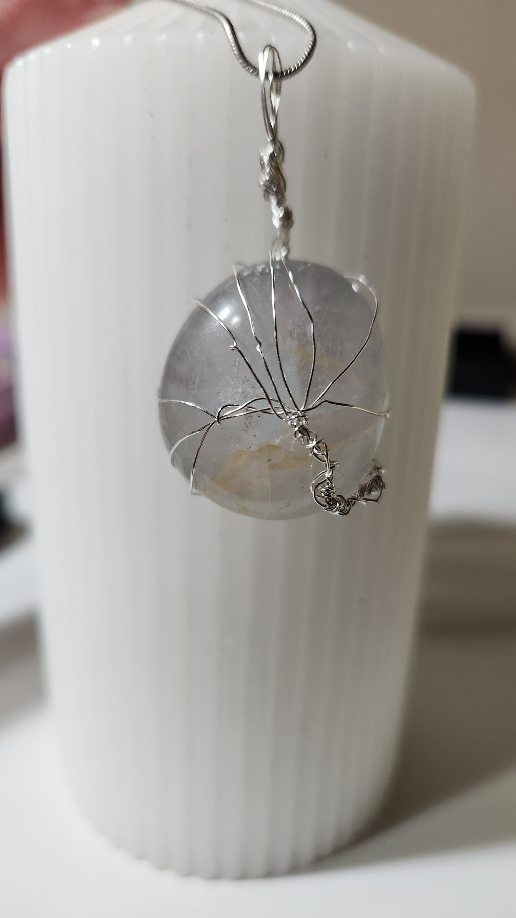 Rainbow Fluorite wire wrap tree necklace.