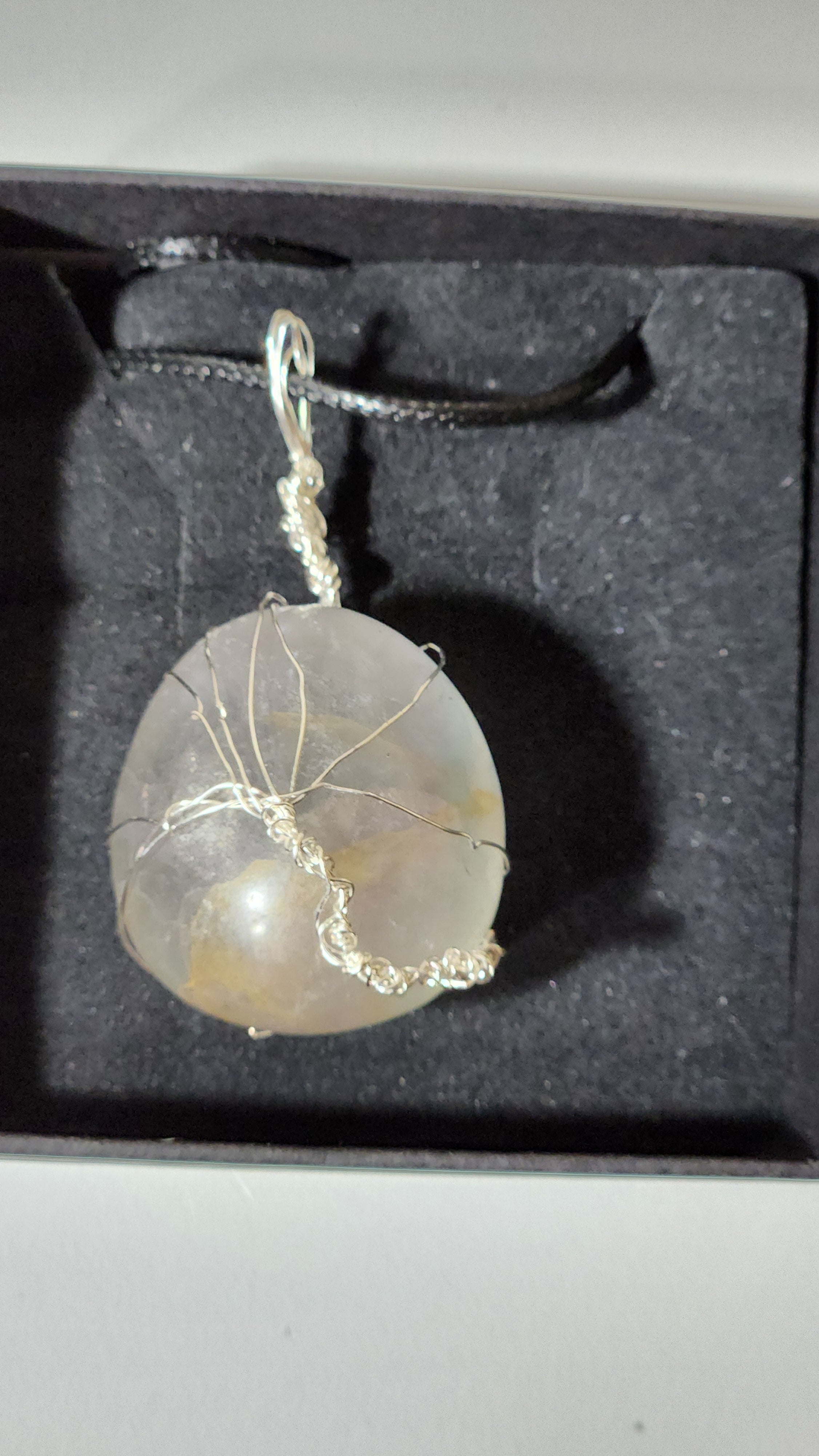 Rainbow Fluorite wire wrap tree necklace.