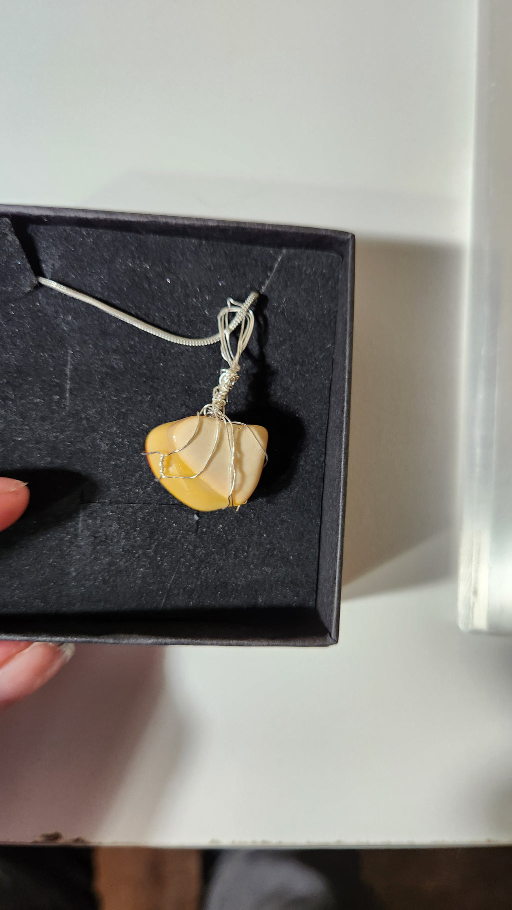 Heart shaped Mookaite necklace.