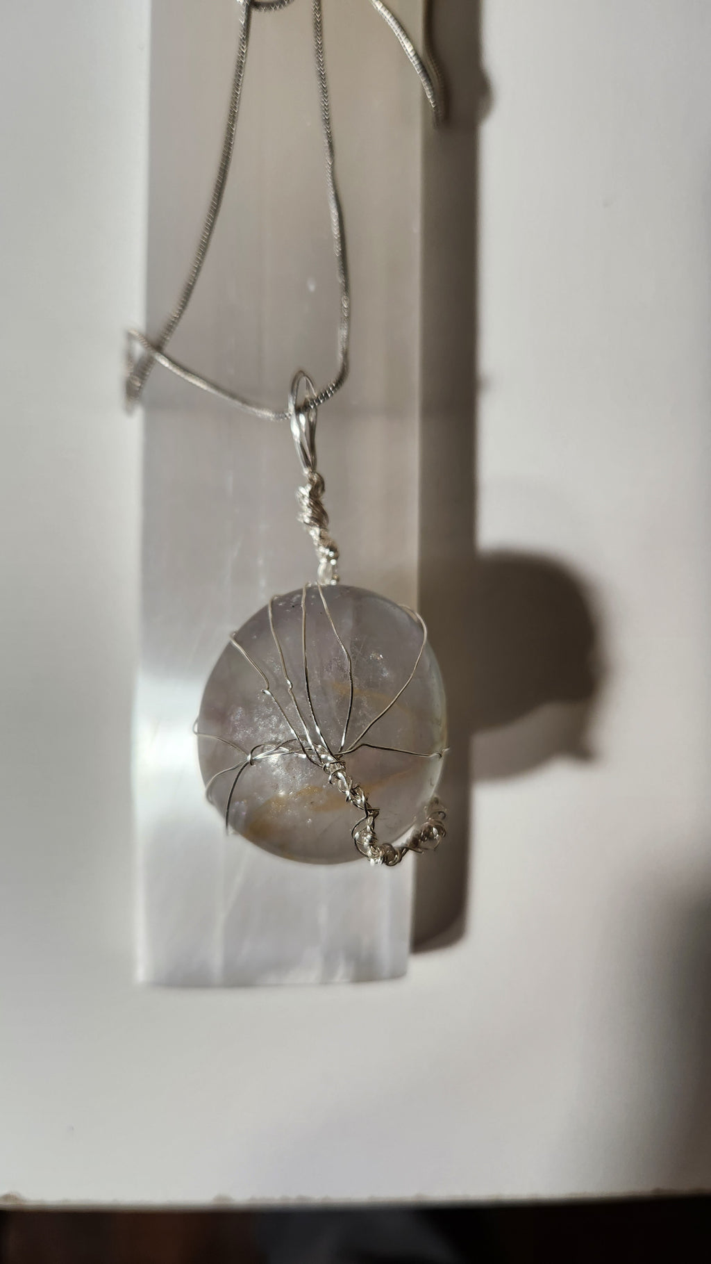 Rainbow Fluorite wire wrap tree necklace.