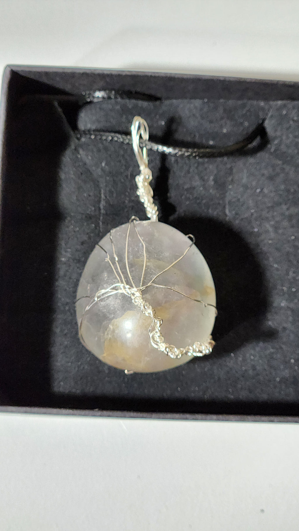 Rainbow Fluorite wire wrap tree necklace.