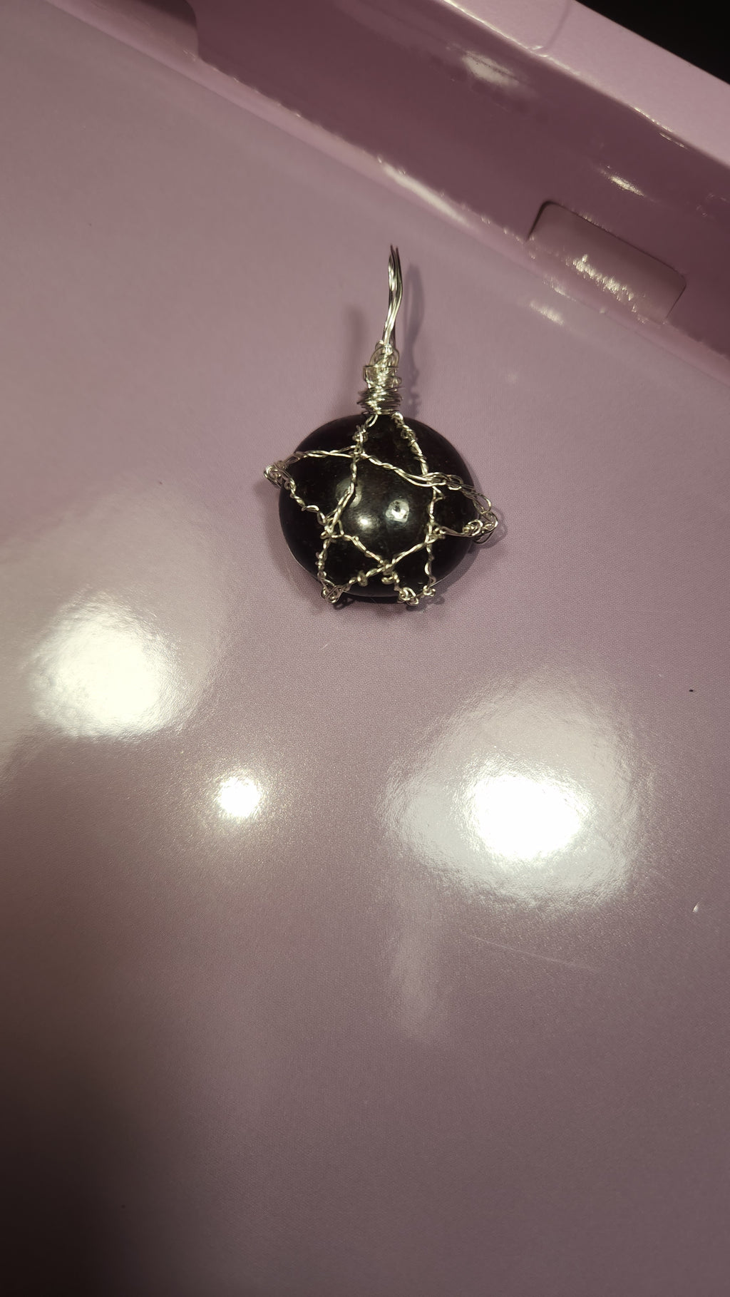 Garnet wire wrap star design necklace