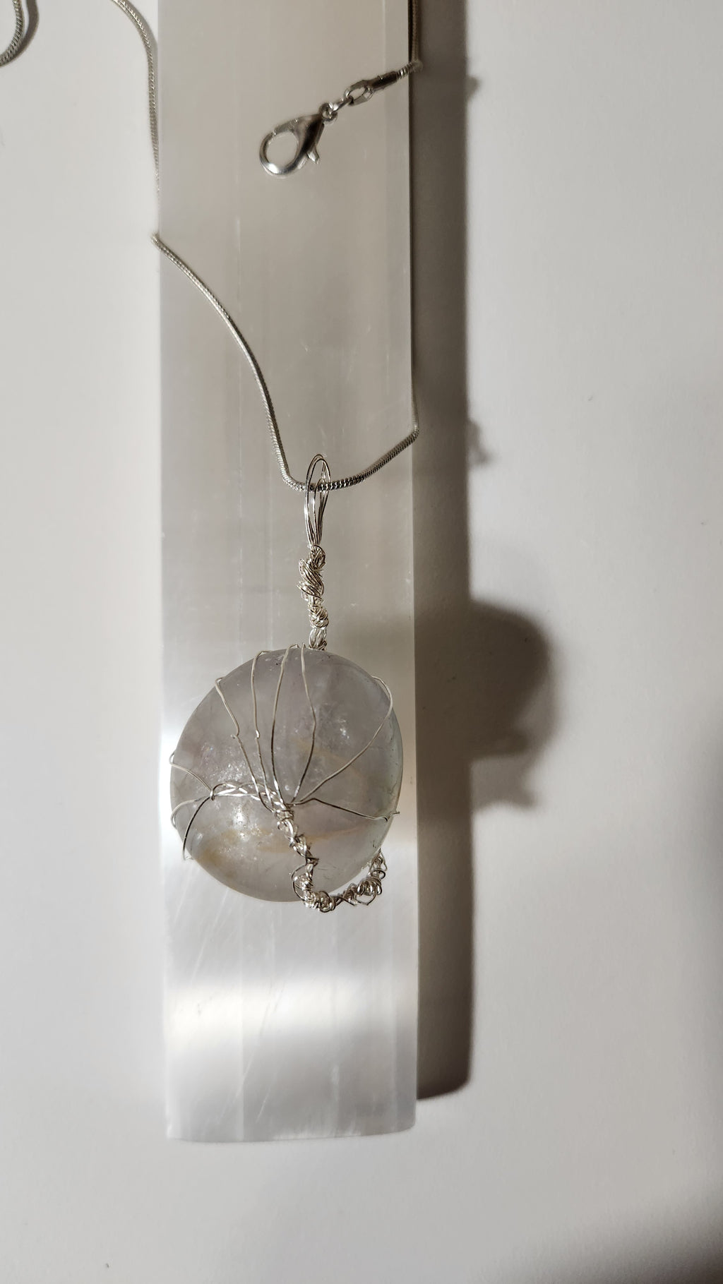Rainbow Fluorite wire wrap tree necklace.