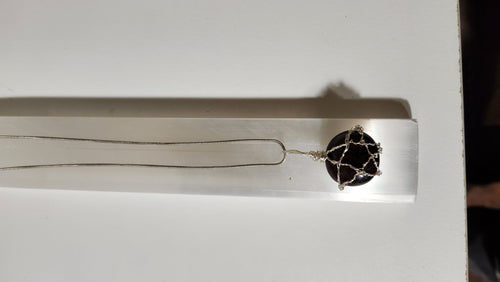 Garnet wire wrap star design necklace